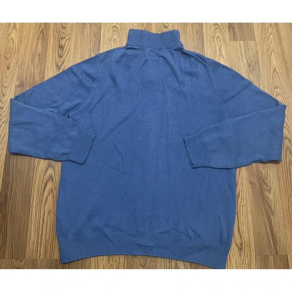 Brooks Brothers Sweater Mens Large Cashmere Blend 1/4 Zip Pullover Blue